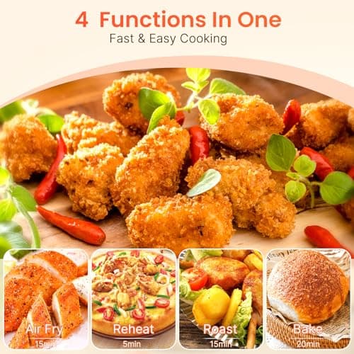 Small Compact Air Fryer, 2.1QT, 4-in-1 Small Mini Airfryer, Bake, Roast, Reheat, 98% Less Oil, Adjustable Temperature Control w/ 12H Timer, Quiet, Nonstick & Dishwasher Safe Basket, BPA-Free, Red