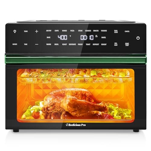 32QT Extra Large Air Fryer, 19-In-1 Air Fryer Toaster Oven Combo with Rotisserie and Dehydrator, Digital Convection Oven Countertop Airfryer Fit 13" Pizza, 6 Accessories, 1800w