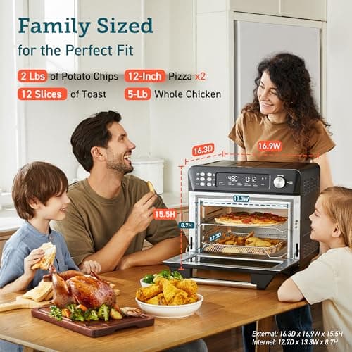 COSORI Smart 11-in-1 Air Fryer Toaster Oven Combo, Airfryer Convection Oven Countertop, Bake, Roast, Reheat, Broil, Dehydrate, 94 Recipes & 3 Accessories, 26QT, Black, Stainless Steel