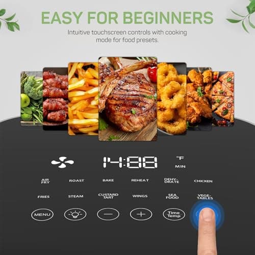 Air Fryer, 6-Quart with Viewing Window, 12-in-1 Functions - Air Fry, Roast, Reheat, Dehydrate, Bake, Steam, and More, 400°F Max Temperature