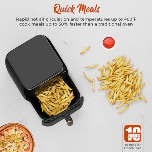 [Kitchen Elite] Air Fryer 8 Qt With Clear Window, Large Airfryer, 8 Presets, One-touch Panel, 360° Turbo Airflow Tech, Nonstick Air Fryers Basket, Dishwasher-safe, Elegant Black Design