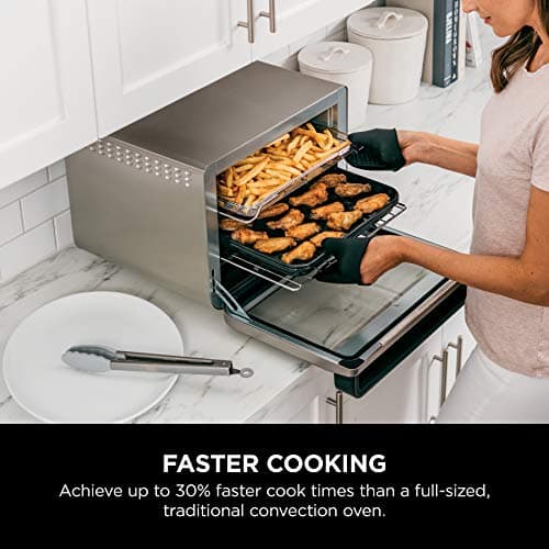 Ninja Air Fryer and Toaster Oven, Foodi Series, XL Pro Air Oven Kitchen Countertop Convection, 10-in-1 Functions, Fits a 5-lb Chicken and Sheet Pan of Vegetables, 1800 Watts, Stainless Steel, DT201