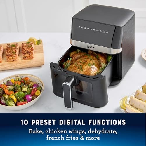Oster Digital Air Fryer, 4 Quart Medium Size with Window