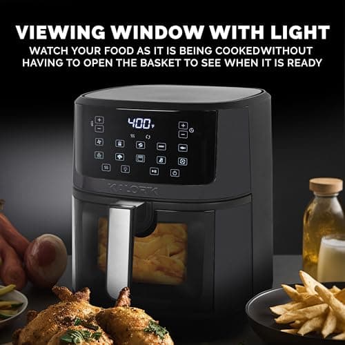 Kalorik 7 Quart Touchscreen Air Fryer with Window, Black (FT 52324 BK)