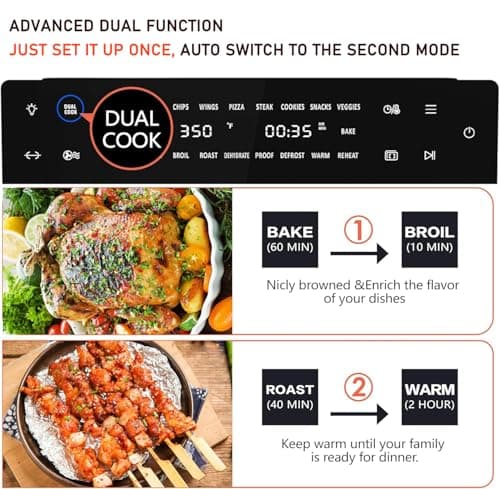 Kitchen in the box 32 QT Extra Large Toaster Oven Air Fryer Combo, 18-in-1 Convection Toaster Oven Countertop with Baking, Dehydrate and Rotisserie, 6 Accessories, 1800W