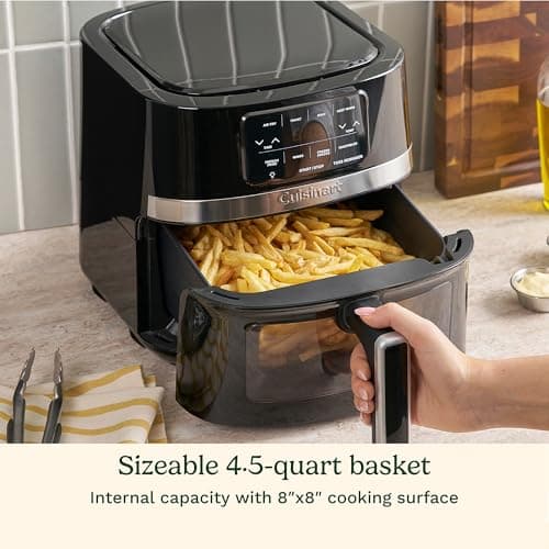 Cuisinart Air Fryer Oven, Stainless Steel Air Fryer, 4.5-Qt Fryer Basket, Dishwasher-Safe Parts with 4 Presets for Roast, Bake, Broil, Air Fry & Keep Warm, Quick & Easy Meals, AIR-160, Black