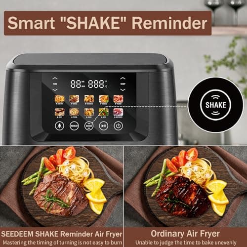 SEEDEEM Max XL Air Fryer, 8 Quart, 10-in-1 Hot Air Fryer Oven with Color LCD Display Touchscreen, Air Fryer Toaster Oven Combo with ClearCook Cooking Window,Broil, Roast, Dehydrate, Bake, Black