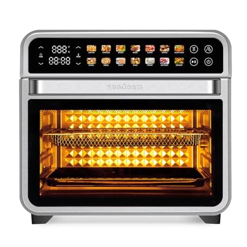 SEEDEEM 32-Quart Large Air Fryer Oven, 14-in-1 Digital Toaster Oven with Touchscreen, Family Size Countertop Convection Oven for Air Fry, Bake, Roast, Dehydrate, Reheat & More