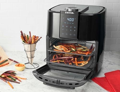 Zavor Crunch 12 Qt Air Fryer Dehydrator Combo with Rotisserie, Toaster Oven, Grill, Roaster & Convection Oven Functions | 8 Presets, Large Capacity, Accessories & Recipe eBook, Black