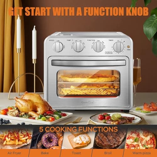 Air Fryer, Geek Chef Convection Air Fryer Toaster Oven, 4 Slice Toaster Airfryer Countertop Oven, Electric Hot Oven Oilless Cooker, Accessories, ETL Listed, 16QT
