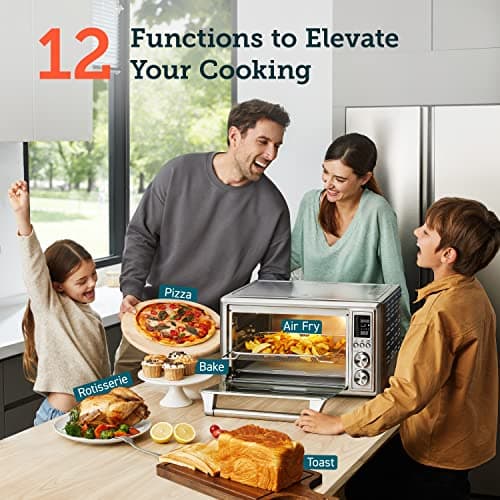 COSORI Air Fryer Toaster Oven Combo, 12-in-1 Airfryer Rotisserie Convection Oven Countertop, Bake, Broil, Roast, Dehydrate, 134 Recipes & 4 Accessories, 32QT, Silver, Stainless Steel