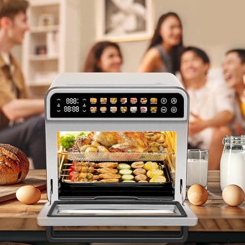 SEEDEEM 32-Quart Large Air Fryer Oven, 14-in-1 Digital Toaster Oven with Touchscreen, Family Size Countertop Convection Oven for Air Fry, Bake, Roast, Dehydrate, Reheat & More
