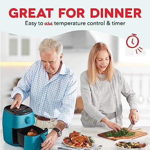 DASH Tasti-Crisp™ Electric Air Fryer Oven, 2.6 Qt., Teal – Compact Air Fryer for Healthier Food in Minutes, Ideal for Small Spaces - Auto Shut Off, Analog, 1000-Watt