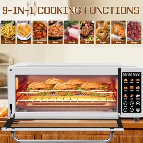 SEEDEEM 9-in-1 Air Fryer Oven, 16-Quart Countertop Convection Oven with Toaster, Broil, Pizza, Toaster Oven & Dehydrator, Large Capacity Kitchen Appliance in Pink, Silver, Black