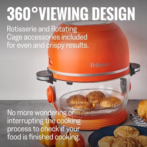 Non-Toxic Air Fryer - Glass AirFryer 5 Quart w/ 360 Visibility, Self-Cleaning, 400F Vortex Air Fryer for Even Cooking, BPA-Free Teflon Free, 6-in-1 Functions, Rotisserie, Roast, Bake, Lavender