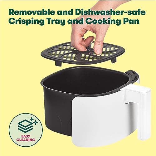 BELLA 3 Qt Touchscreen Air Fryer Oven and 5-in-1 Multicooker with Removable NonstickDishwasher Safe Crisping Tray and Basket, 1400 Watt Heating System, Matte White