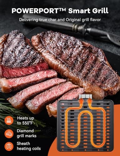 Nuwave TODD ENGLISH Air Fryer Grill Oven Combo, TRUE Char & Flavor, 100 in 1 Super Convection Toaster Oven Countertop, Excellent Thermal Insulation, POWERPORT™ Plug-In Grill, 550°F, Stainless Steel