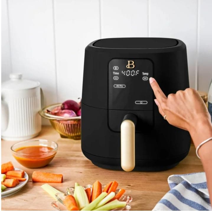 Drew Barrymore Starry Night 3 Qt Air Fryer with TurboCrisp Technology, Black Sesame
