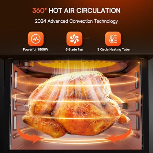 Nuwave Brio 15.5Qt 10-IN-1 Air Fryer Rotisserie Oven, XL Family Size, Even & Crisp AirFry, Reheat, Roast, Dehydrate for Quick Meals, 50°-425°F Control, 100 Presets & 50 Memory, Dishwasher-Safe, 1800W