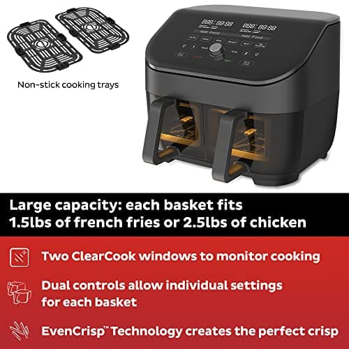Instant Pot Vortex Plus XL 8QT ClearCook Air Fryer, Clear Windows, Custom Programming, 8-in-1 Functions that Crisps, Broils, Roasts, Dehydrates, Bakes, Reheats, from the Makers of Instant Pot, Black