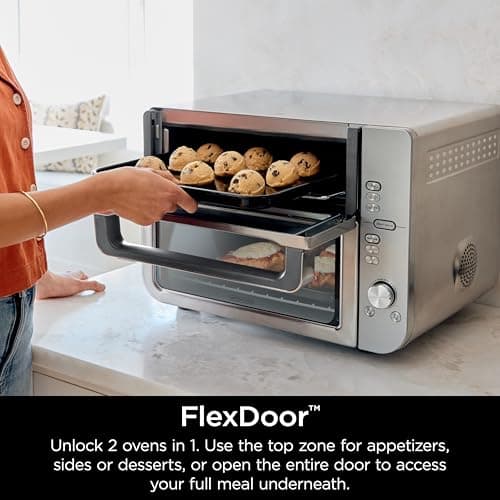 Ninja Air Fryer & Toaster Oven, Double Stack XL, Countertop Oven, 12-in-1 Fits 4.5lb Chicken, Pizza, Bagel, 6lbs of Wings, SmartFinish Cook 2 Different Meals at the Same Time, Stainless Steel, DCT601