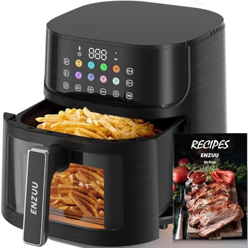 Air Fryer 11-in-1, Large 5.8 QT Airfryer with Easy View Windows, MAX 450℉ for Crispy, 85% Less Oil, Fast Roast, Preheat, Shake, Bake, Frozen, Non-Stick Basket for Easy Clean, With Professional Recipes