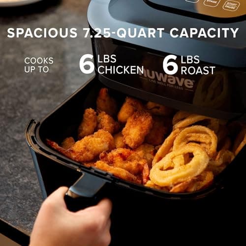 NUWAVE Brio 7-in-1 Air Fryer Oven, 7.25-Quart with One-Touch Digital Controls, Non-Stick Air Circulation Riser & Reversible Rack Included