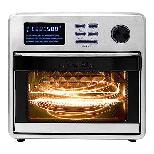 Kalorik MAXX® Digital 16-Quart Air Fryer Oven, 9-in-1 Countertop Toaster Oven and Air Fryer Combo, 21 Smart Presets, 9 Easy-to-Clean Accessories, 1600W, Stainless Steel, AFO 50932 OW