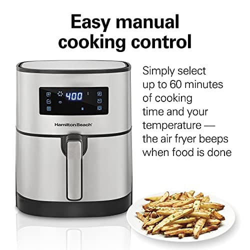Hamilton Beach 5.8 Quart Digital Air Fryer Oven with 8 Presets, Easy to Clean Nonstick Basket, Black (35075)