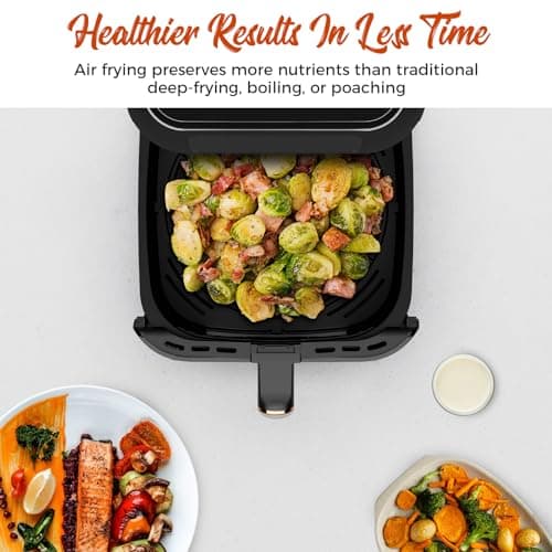 [Kitchen Elite] Air Fryer 8 Qt With Clear Window, Large Airfryer, 8 Presets, One-touch Panel, 360° Turbo Airflow Tech, Nonstick Air Fryers Basket, Dishwasher-safe, Elegant Black Design