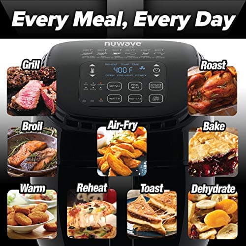 NUWAVE Brio 3-Quart Digital Air Fryer One-Touch Digital Controls, 6 Easy Presets, Precise Temperature Control, Recipe Book, Wattage Control, Preheat and Reheat