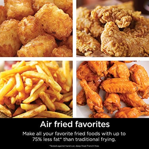 Ninja Air Fryer, Roast, Bake, Air Fry, Roast, Broil, Reheats, & Dehydrates, 4-in-1, Fries, Frozen Food, Veggies, and Juicy Meat, Less Oil, Easy Meals, Healthy Meals, Compact, 4 QT, Grey, AF101