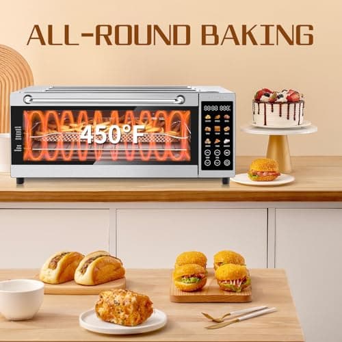 SEEDEEM 9-in-1 Air Fryer Oven, 16-Quart Countertop Convection Oven with Toaster, Broil, Pizza, Toaster Oven & Dehydrator, Large Capacity Kitchen Appliance in Pink, Silver, Black