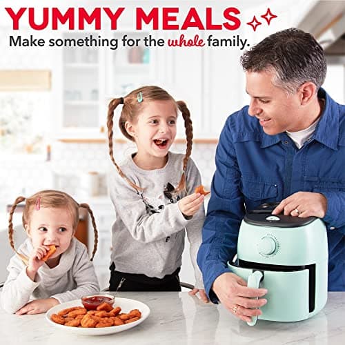 DASH Tasti-Crisp™ Electric Air Fryer Oven, 2.6 Qt., Aqua – Compact Air Fryer for Healthier Food in Minutes, Ideal for Small Spaces - Auto Shut Off, Analog, 1000-Watt