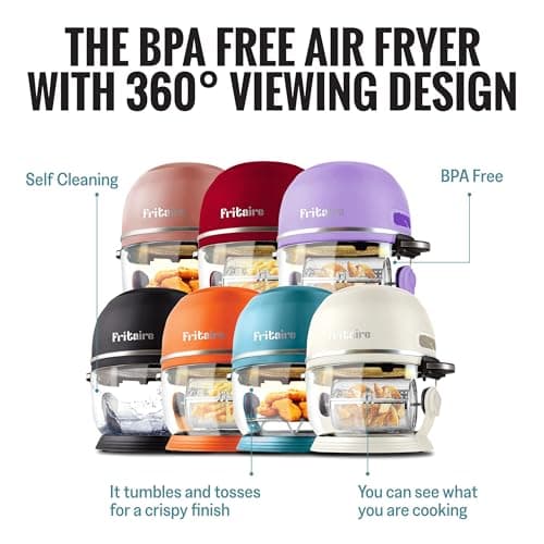 Non-Toxic Air Fryer - Glass AirFryer 5 Quart w/ 360 Visibility, Self-Cleaning, 400F Vortex Air Fryer for Even Cooking, BPA-Free Teflon Free, 6-in-1 Functions, Rotisserie, Roast, Bake, Lavender