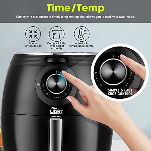 Air Fryer 5.8QT/5.5L, Uten 1700W AirFryer High-Power Electric Hot Temperature Control & Timer Knob, Non Stick Fry Basket, Dishwasher Safe, Apply to Party, Afternoon Tea, Black