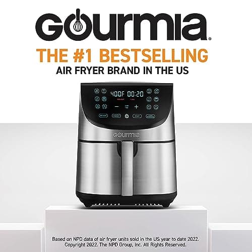 Gourmia Air Fryer Oven Digital Display 8 Quart Large AirFryer Cooker 12 Touch Cooking Presets, XL Air Fryer Basket 1700w Power Multifunction GAF856 Black and Stainless stainless steel air fryer