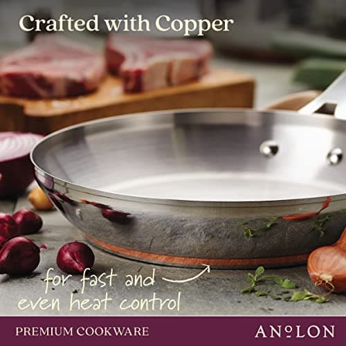 Anolon Nouvelle Stainless Steel Cookware Pots and Pans Set, 10 Piece