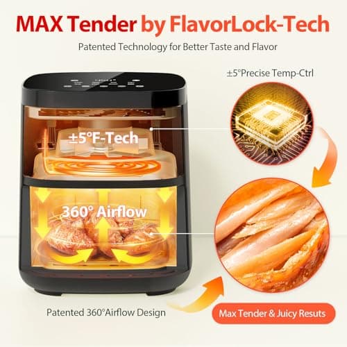 Air Fryer, Beelicious 8-in-1 Smart Compact 4QT Air Fryers, Shake Reminder, 450°F Digital Airfryer with Flavor-Lock Tech, Tempered Glass Display, Dishwasher-Safe & Nonstick, Fit for 1-3 People,Black