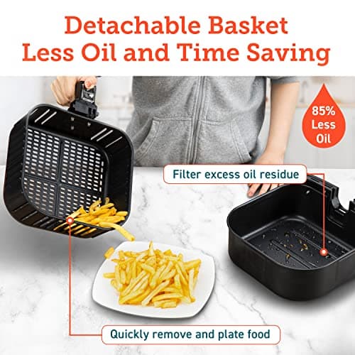 COSORI 12-in-1 Air Fryer 5.8QT, Toast, Bake, Nutrition Facts for 100+ In-App Recipes, AdaptIQ Tech Fast Cook, for Main & Side Dishes, Snacks, Leftovers, Detachable Square Basket, Dishwasher Safe