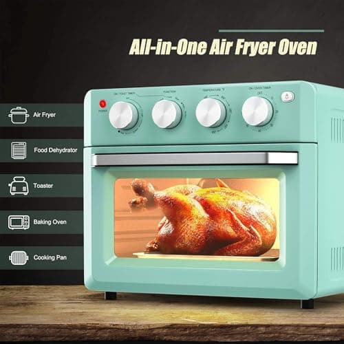 8 in 1 Air Fryer Toaster, 19QT/18L 360Convection Cooking Combo w/ 1-60 Min Timer, Countertop Oven w/ 250-475F Temp Control, Bake/Broil/Toast/Dehydrate/Reheat (Green)