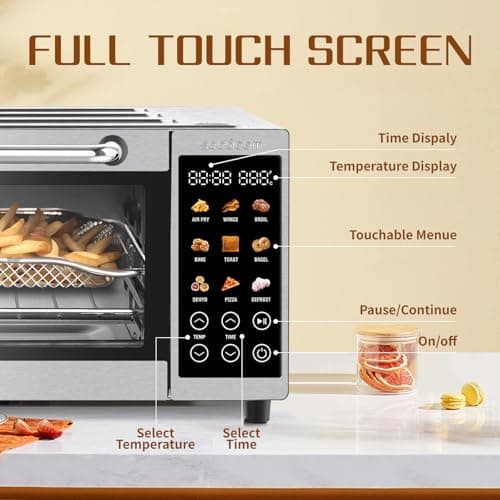 SEEDEEM 9-in-1 Air Fryer Oven, 16-Quart Countertop Convection Oven with Toaster, Broil, Pizza, Toaster Oven & Dehydrator, Large Capacity Kitchen Appliance in Pink, Silver, Black