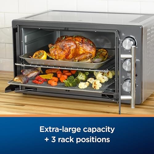 Oster Extra Large French Door Air Fryer Oven, 6 Cooking Functions, 60-Minute Timer, Stainless Steel Countertop Appliance