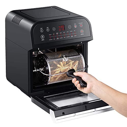 GoWISE USA GW44800-O Deluxe 12.7-Quarts 15-in-1 Electric Air Fryer Oven with Rotisserie and Dehydrator + 50 Recipes QT, Black/Silver
