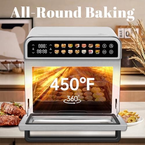 SEEDEEM 32-Quart Large Air Fryer Oven, 14-in-1 Digital Toaster Oven with Touchscreen, Family Size Countertop Convection Oven for Air Fry, Bake, Roast, Dehydrate, Reheat & More