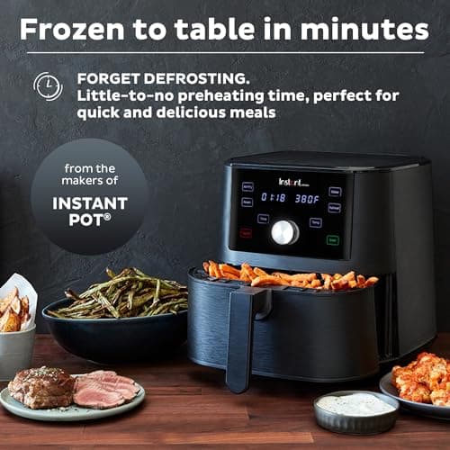Instant Pot Vortex 6QT XL Air Fryer, 4-in-1 Functions that Crisps, Roasts, Reheats, Bakes for Quick Easy Meals, 100+ In-App Recipes, is Dishwasher-Safe, from the Makers of Instant Pot, Black