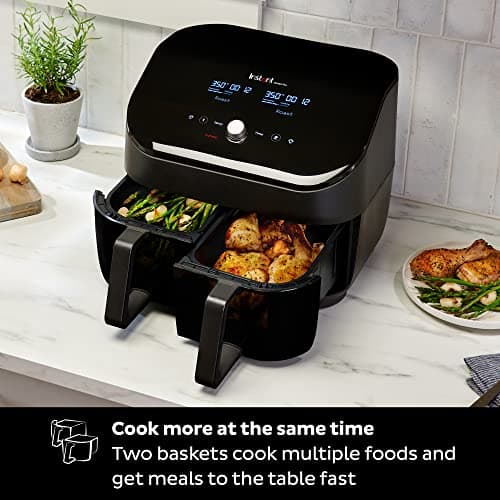 Instant Pot Vortex Plus XL 8QT ClearCook Air Fryer, Clear Windows, Custom Programming, 8-in-1 Functions that Crisps, Broils, Roasts, Dehydrates, Bakes, Reheats, from the Makers of Instant Pot, Black