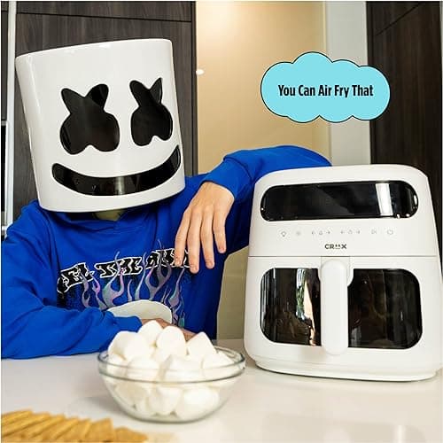 CRUX x Marshmello 8.0 QT Digital Air Fryer with TurboCrisp Technology, Touch Screen Temperature Control, Timer and Auto Shut-off, Fully Programmable, White