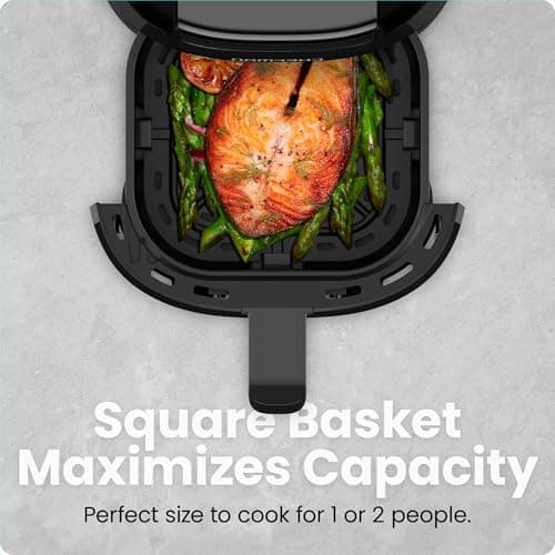 CHEFMAN 2 Qt Mini Air Fryer – Digital Space-Saving Compact Air Fryer with Nonstick and Dishwasher Safe Basket, Quick & Easy Meals in Minutes, Features Digital Timer and Shake Reminder – Black