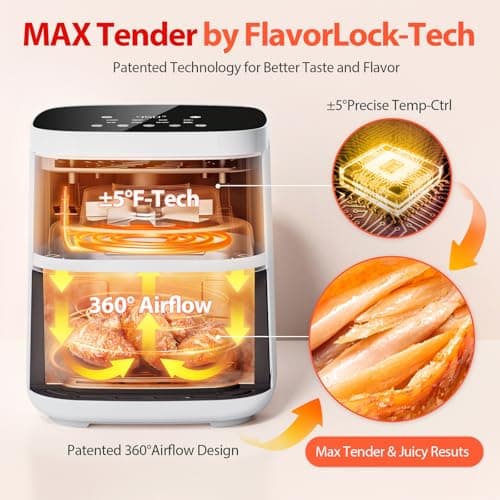 Air Fryer, Beelicious 8-in-1 Smart Compact 4QT Air Fryers,Shake Reminder,450°F Digital Airfryer with Flavor-Lock Tech,Tempered Glass Display,Dishwasher-Safe & Nonstick,Fit for 1-3 People,Bright White